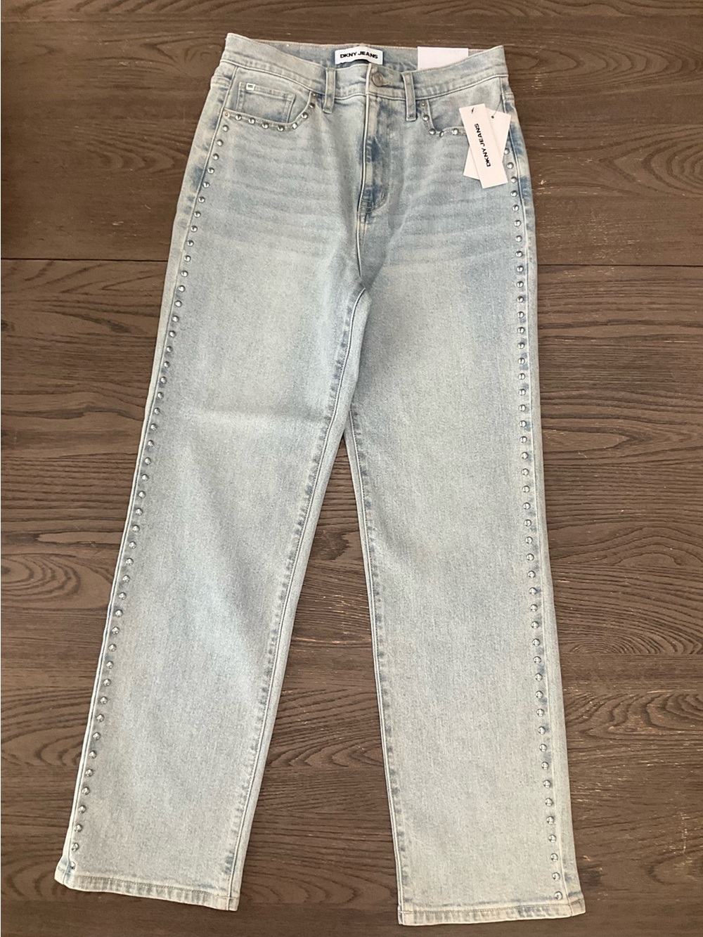 DKNY Women’s Stud Embellished high Rise Wide